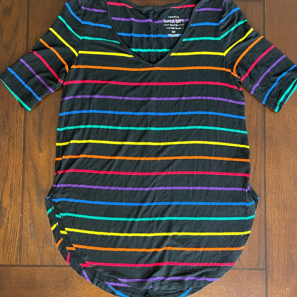Torrid super soft tunic in rainbow stripes